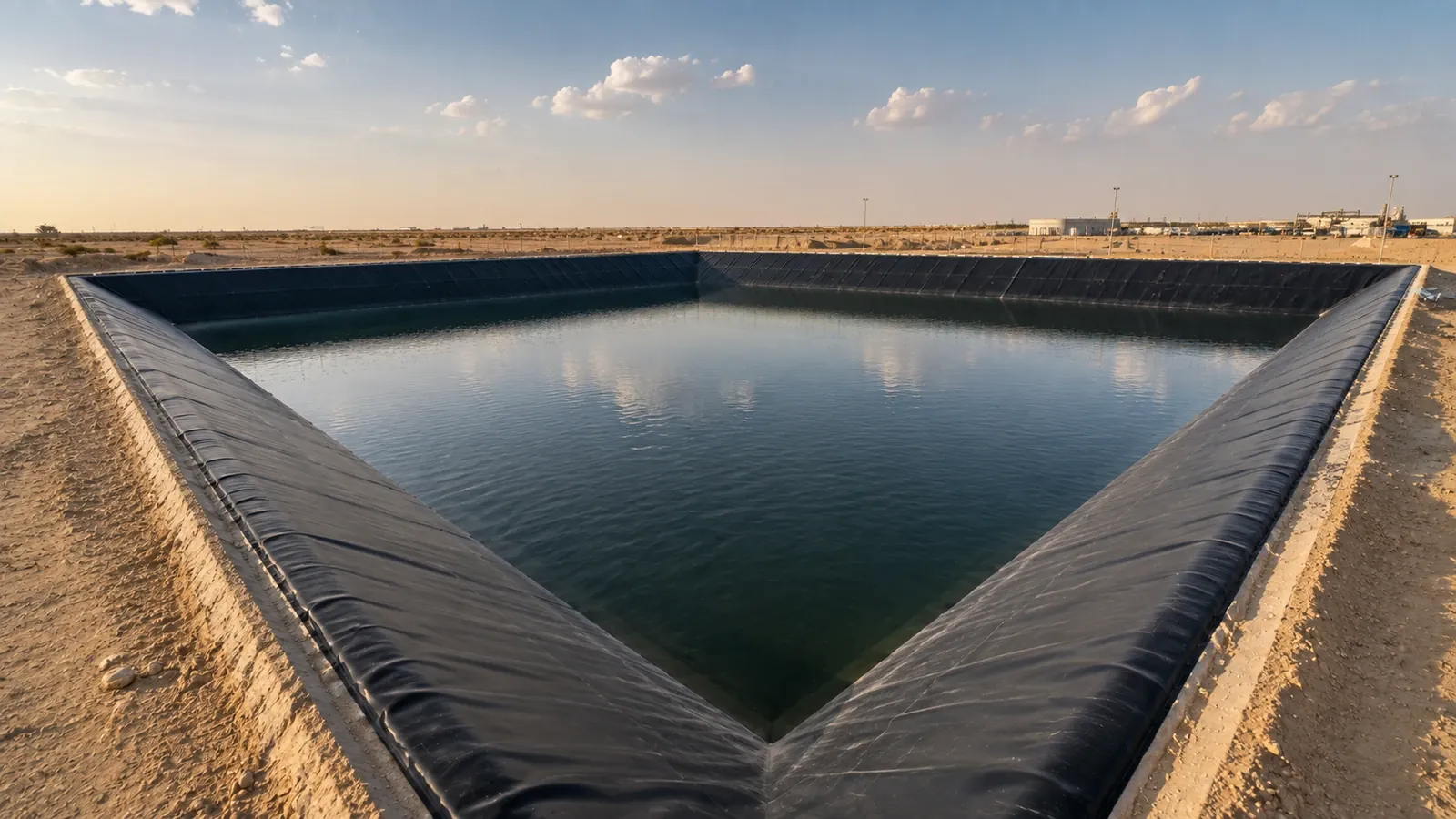 Completed HDPE lining system in a large UAE water reservoir