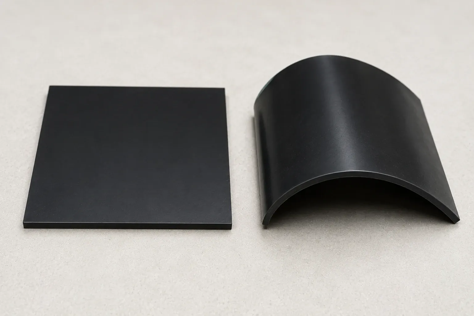 HDPE and LLDPE geomembrane samples compared for flexibility