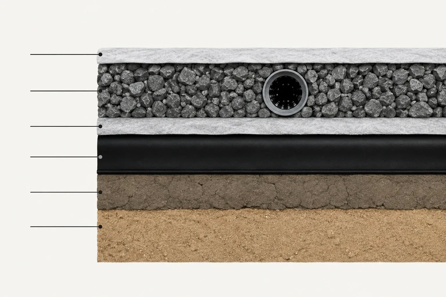 Landfill base lining system build-up with composite liner and leachate collection